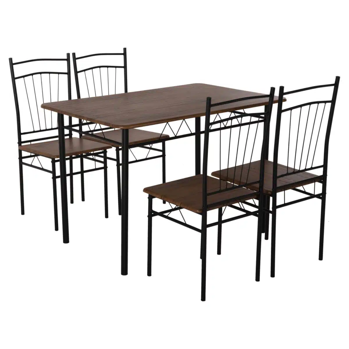 ΣΕΤ ΤΡΑΠΕΖΑΡΙΑΣ 5ΤΜΧ PEARY HM9416.11 ΜΕΤΑΛΛΟ ΜΑΥΡΟ-MDF ΚΑΡΥΔΙ 110x60x74Yεκ. - Image 5