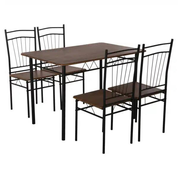 ΣΕΤ ΤΡΑΠΕΖΑΡΙΑΣ 5ΤΜΧ PEARY HM9416.11 ΜΕΤΑΛΛΟ ΜΑΥΡΟ-MDF ΚΑΡΥΔΙ 110x60x74Yεκ. - Image 5