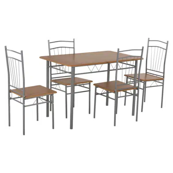 ΣΕΤ ΤΡΑΠΕΖΑΡΙΑΣ 5ΤΜΧ PEARY HM9416.12 ΜΕΤΑΛΛΟ ΑΣΗΜΙ-MDF ΣΟΝΑΜΑ 110x60x74Yεκ. - Image 4