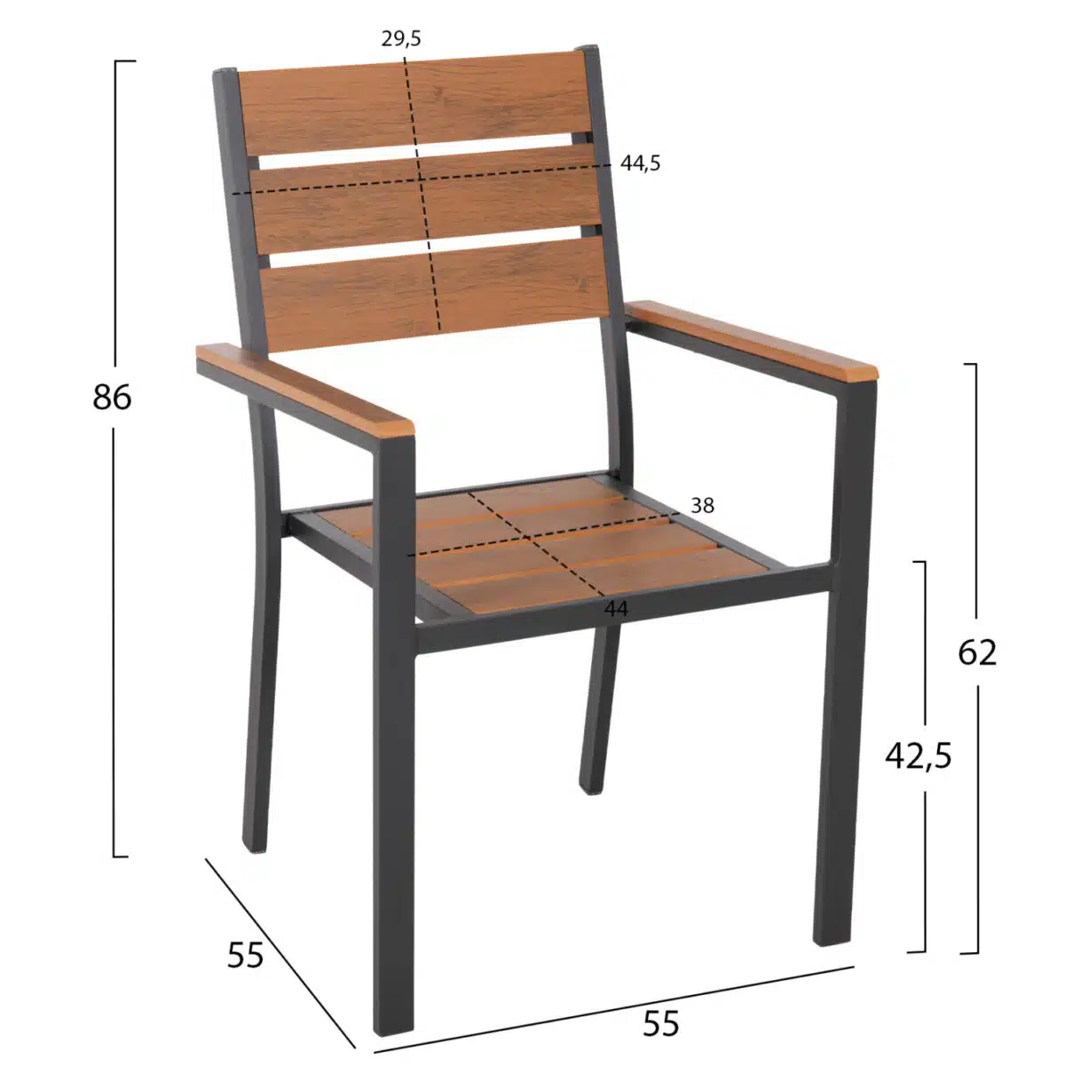ΣΕΤ ΤΡΑΠΕΖΑΡΙΑΣ TABER HM21197 ΤΡΑΠΕΖΙ & 4 ΠΟΛΥΘΡΟΝΕΣ-ΑΛΟΥΜΙΝΙΟ & POLYWOOD-ΑΝΘΡΑΚΙ - Image 3
