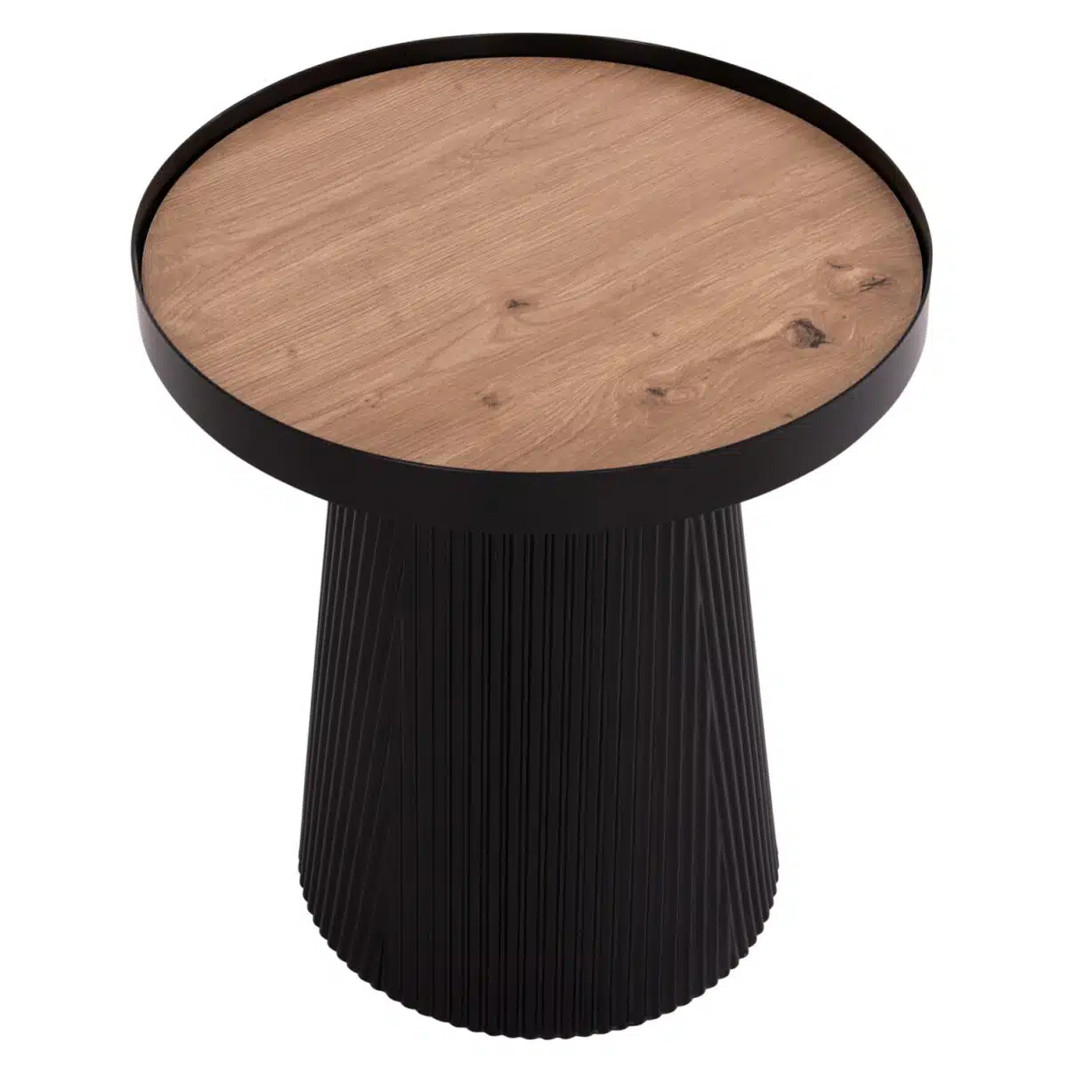 Denton Βοηθητικό Τραπεζάκι MDF Φυσικό Ξύλο & Μαύρη Βάση Φ45x51.5cm - Image 4
