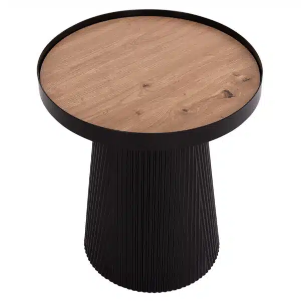 Denton Βοηθητικό Τραπεζάκι MDF Φυσικό Ξύλο & Μαύρη Βάση Φ45x51.5cm - Image 4