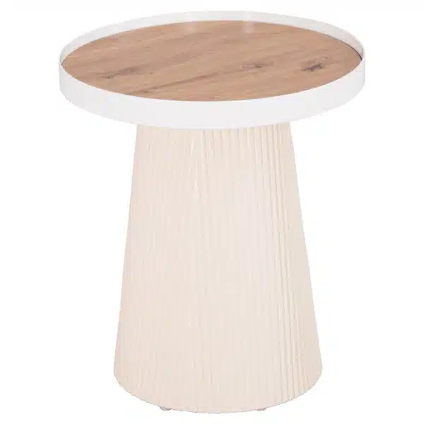 ΤΡΑΠΕΖΑΚΙ ΒΟΗΘΗΤΙΚΟ DENTON HM18023.02 MDF TOP ΦΥΣΙΚΟ ΞΥΛΟΥ-ΒΑΣΗ ΛΕΥΚΗ Φ45x51