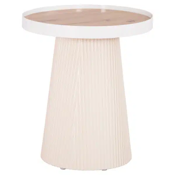 Denton Βοηθητικό Τραπεζάκι MDF Φυσικό Ξύλο & Λευκή Βάση Φ45x51.5cm - Image 3