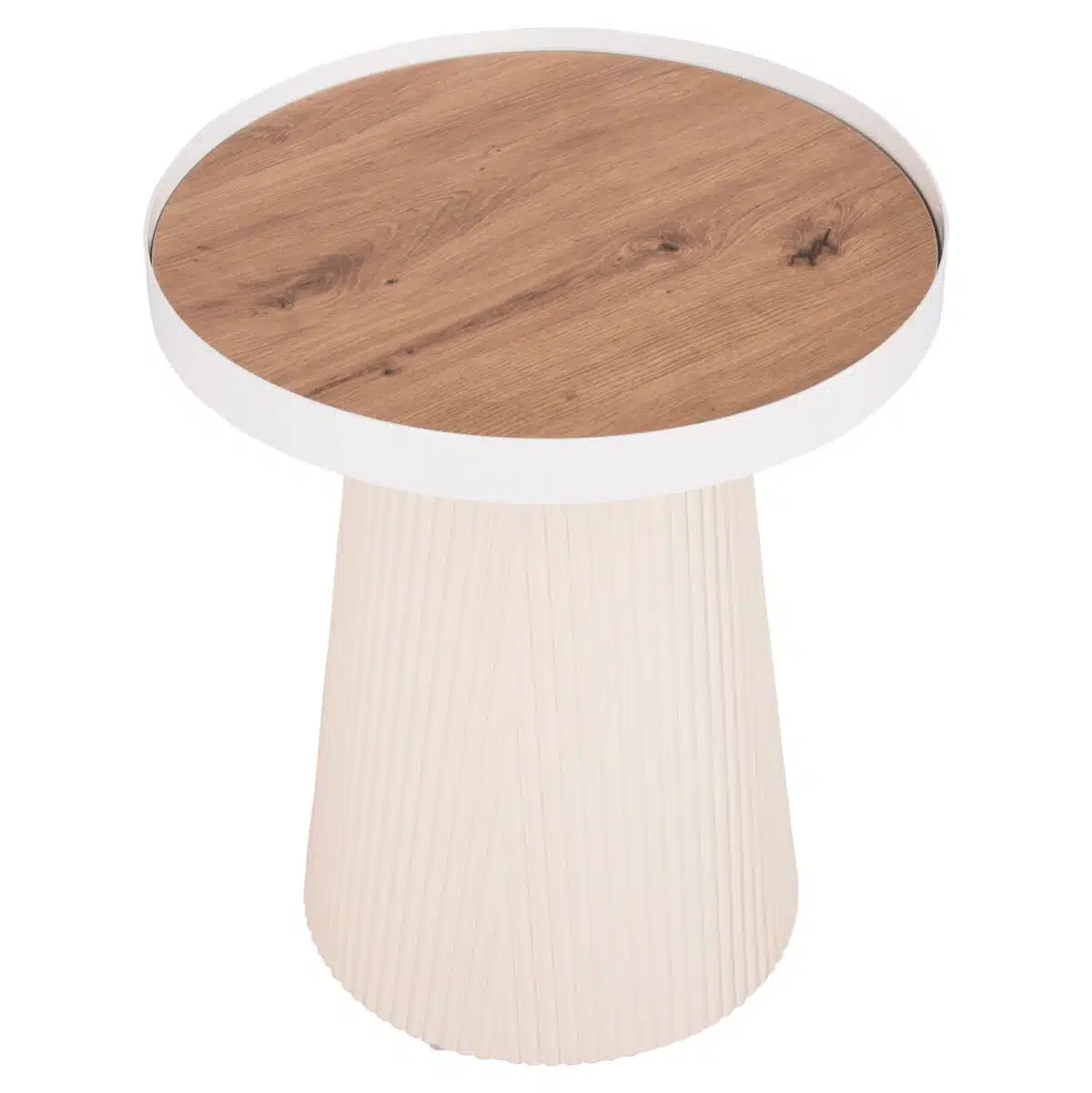 Denton Βοηθητικό Τραπεζάκι MDF Φυσικό Ξύλο & Λευκή Βάση Φ45x51.5cm - Image 4