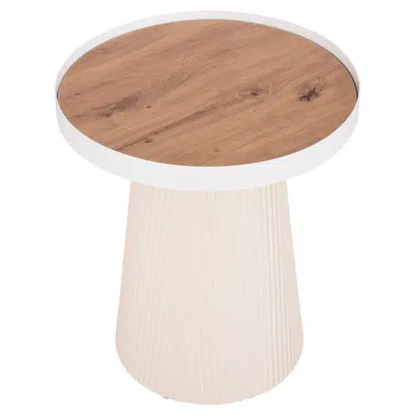 Denton Βοηθητικό Τραπεζάκι MDF Φυσικό Ξύλο & Λευκή Βάση Φ45x51.5cm - Image 4