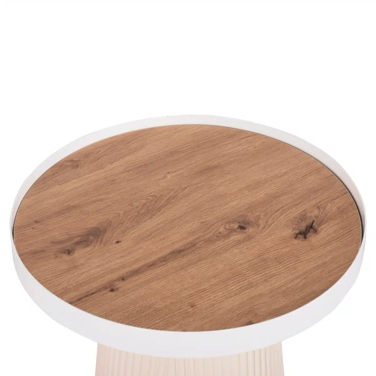 Denton Βοηθητικό Τραπεζάκι MDF Φυσικό Ξύλο & Λευκή Βάση Φ45x51.5cm - Image 5