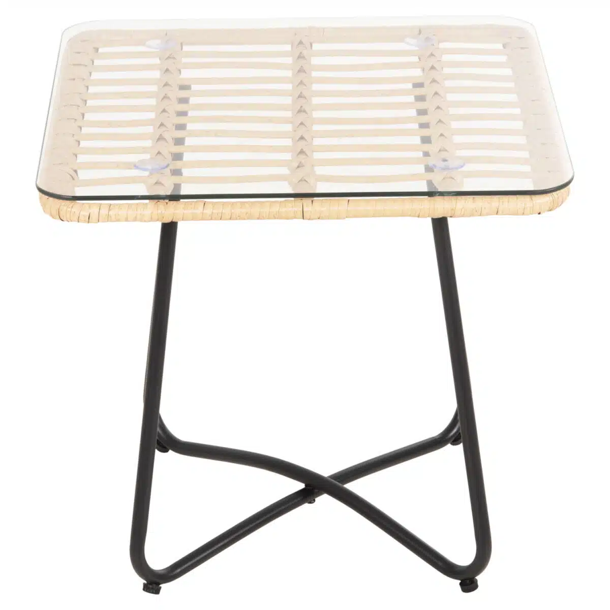 ΤΡΑΠΕΖΑΚΙ GERRY HM5717.11 ΜΕ WICKER ΜΠΕΖ-ΜΑΥΡΟ ΜΕΤΑΛ.ΣΚΕΛΕΤΟ 50x50x47,5Υεκ. - Image 3