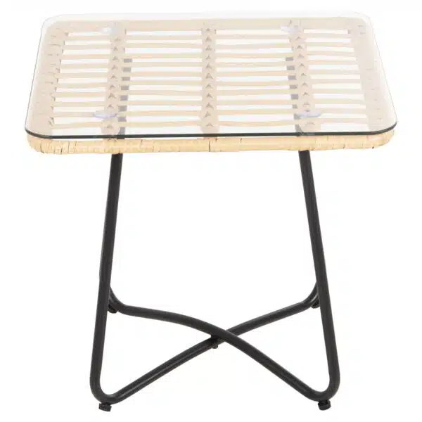 ΤΡΑΠΕΖΑΚΙ GERRY HM5717.11 ΜΕ WICKER ΜΠΕΖ-ΜΑΥΡΟ ΜΕΤΑΛ.ΣΚΕΛΕΤΟ 50x50x47,5Υεκ. - Image 3