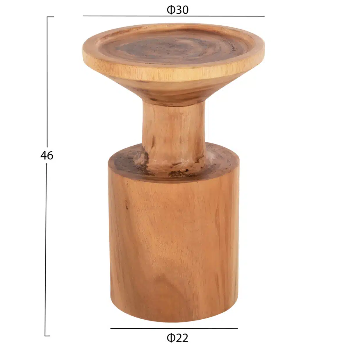 Bermal Βοηθητικό Τραπέζι Μασίφ Ξύλο Suar Φυσικό Φ30x46cm - Image 2