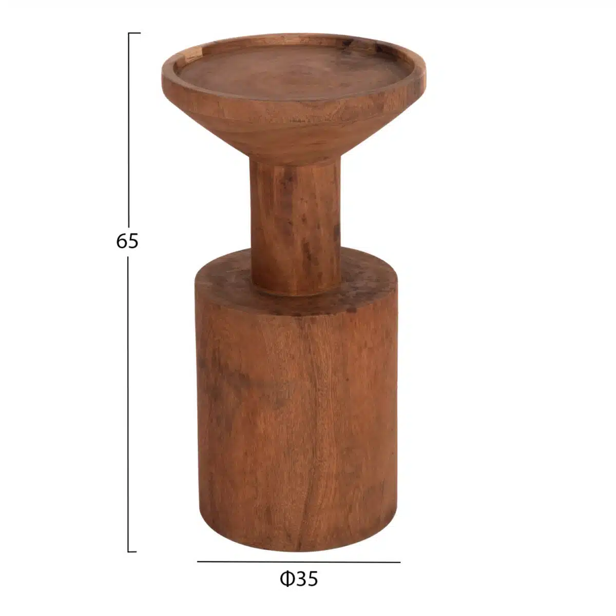 Bermal Βοηθητικό Τραπέζι Μασίφ Ξύλο Suar Φυσικό Φ35x65cm - Image 2
