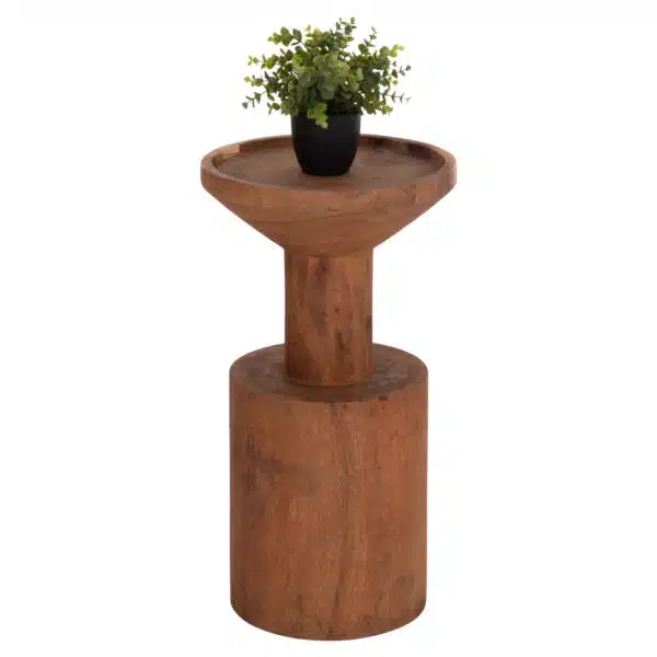 Bermal Βοηθητικό Τραπέζι Μασίφ Ξύλο Suar Φυσικό Φ35x65cm - Image 4