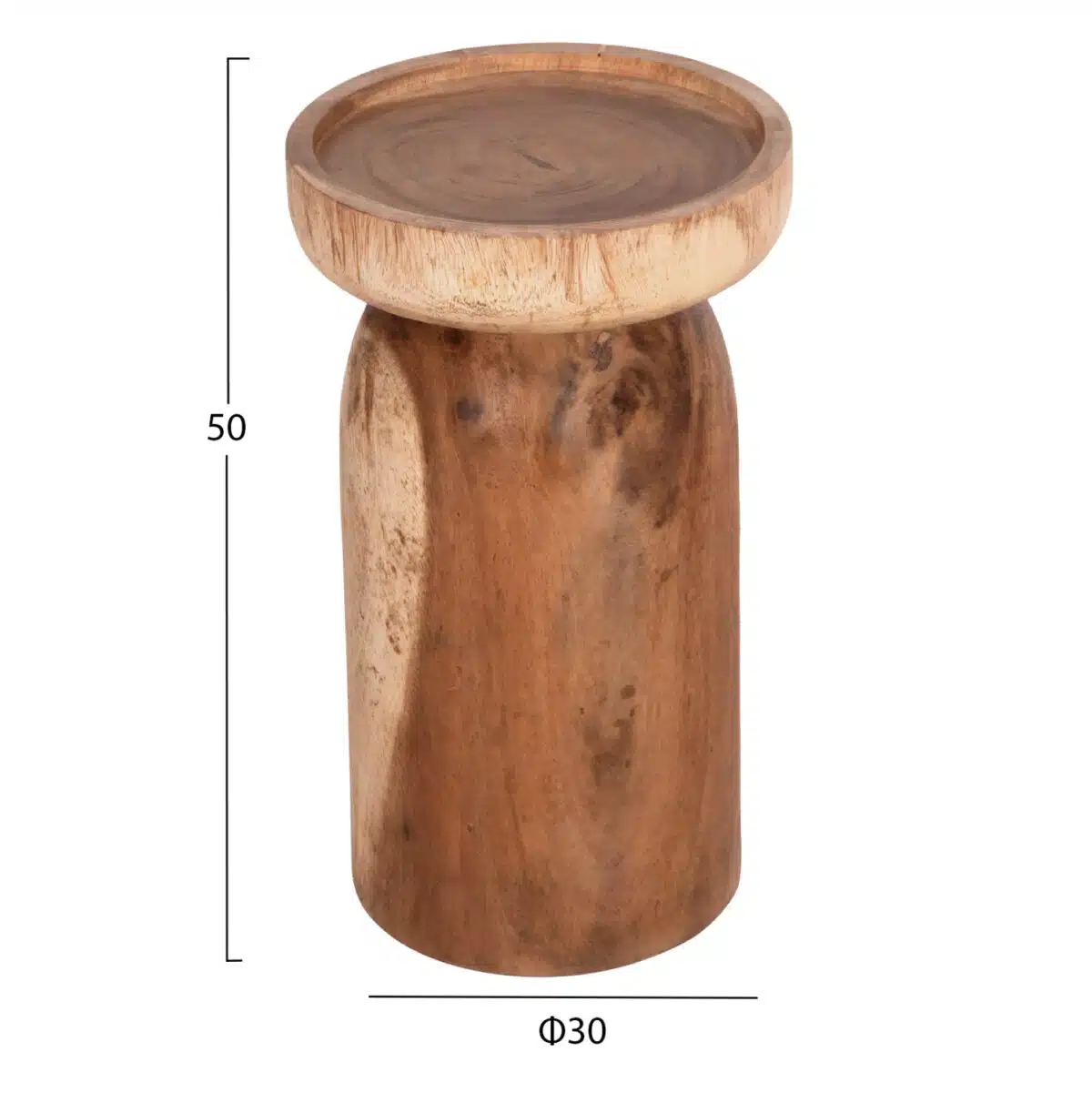Loki Βοηθητικό Τραπέζι Μασίφ Ξύλο Suar Φυσικό Φ30x50cm - Image 2