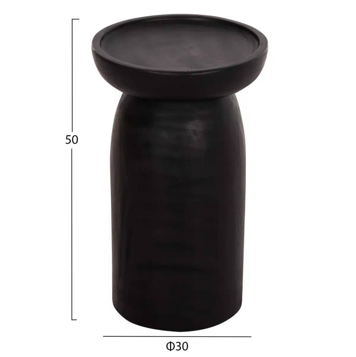 Loki Βοηθητικό Τραπέζι Μασίφ Ξύλο Suar Μαύρο Φ30x50cm - Image 2