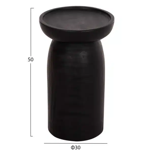 Loki Βοηθητικό Τραπέζι Μασίφ Ξύλο Suar Μαύρο Φ30x50cm - Image 2