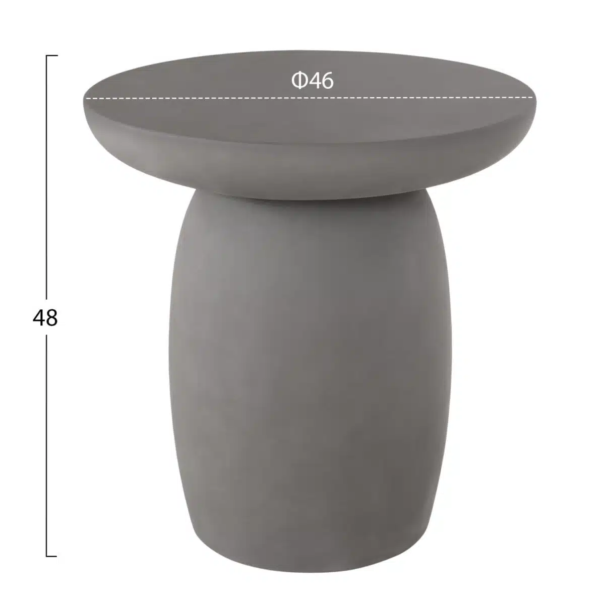 Hikari Στρογγυλό Βοηθητικό Τραπέζι Fiber Cement Γκρι Φ46x48cm - Image 2