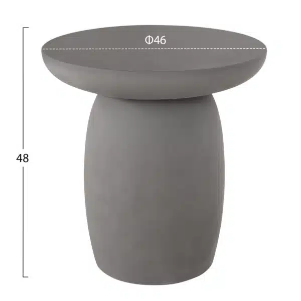 Hikari Στρογγυλό Βοηθητικό Τραπέζι Fiber Cement Γκρι Φ46x48cm - Image 2