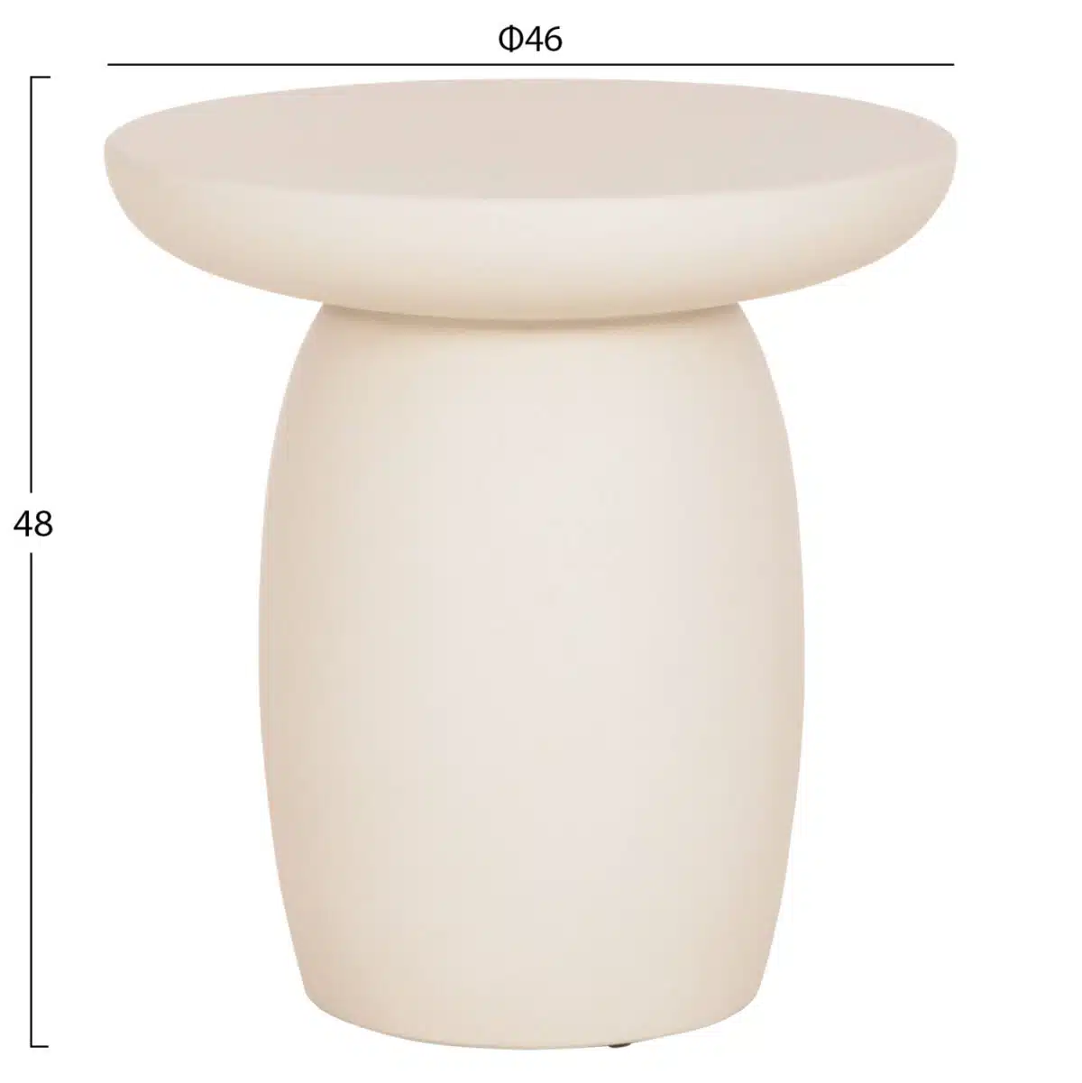 Hikari Στρογγυλό Βοηθητικό Τραπέζι Fiber Cement Μπεζ Φ46x48cm - Image 2