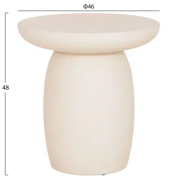 Hikari Στρογγυλό Βοηθητικό Τραπέζι Fiber Cement Μπεζ Φ46x48cm - Image 2