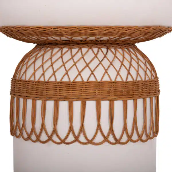 Prilep Βοηθητικό Τραπέζι Fiber Cement Λευκό & Φυσικό Rattan Φ60x76.5cm - Image 5