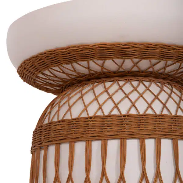 Prilep Βοηθητικό Τραπέζι Fiber Cement Λευκό & Φυσικό Rattan Φ60x76.5cm - Image 10