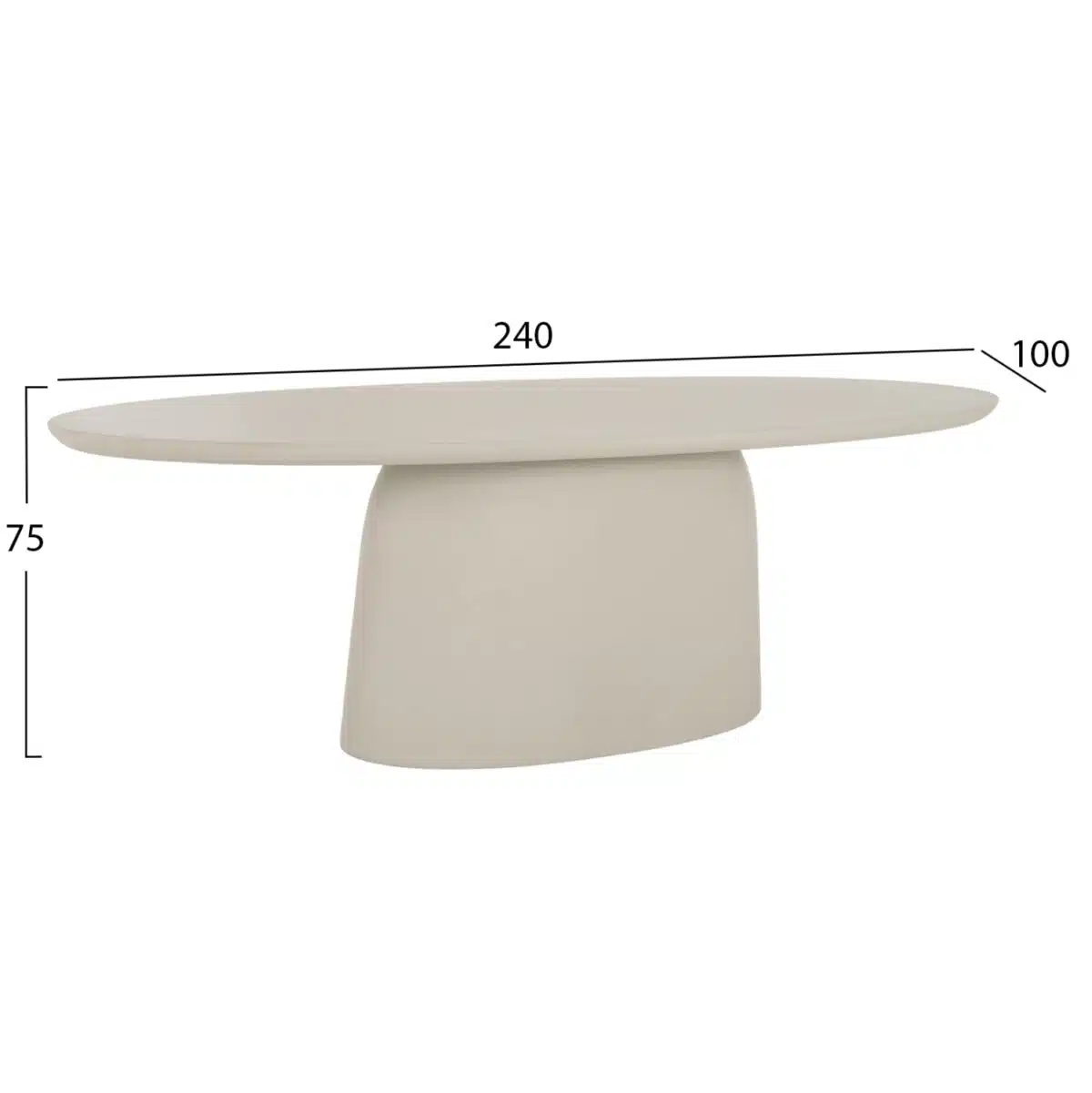 ΤΡΑΠΕΖΙ ΤΡΑΠΕΖΑΡΙΑΣ ΟΒΑΛ BRECCAN HM6577.02 ΜΠΕΖ FIBER CEMENT 240x100x75Υεκ. - Image 2