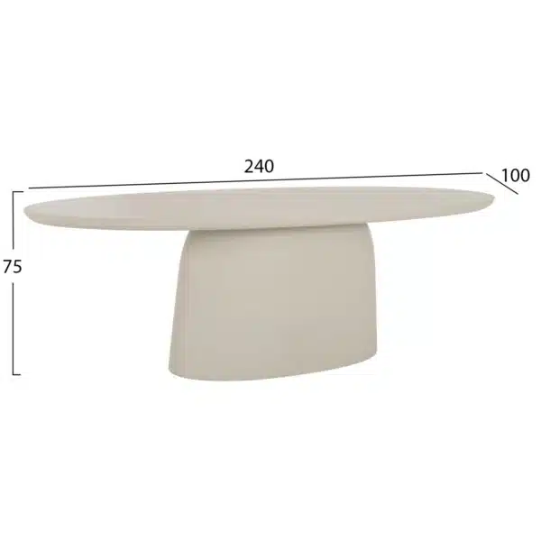 ΤΡΑΠΕΖΙ ΤΡΑΠΕΖΑΡΙΑΣ ΟΒΑΛ BRECCAN HM6577.02 ΜΠΕΖ FIBER CEMENT 240x100x75Υεκ. - Image 2
