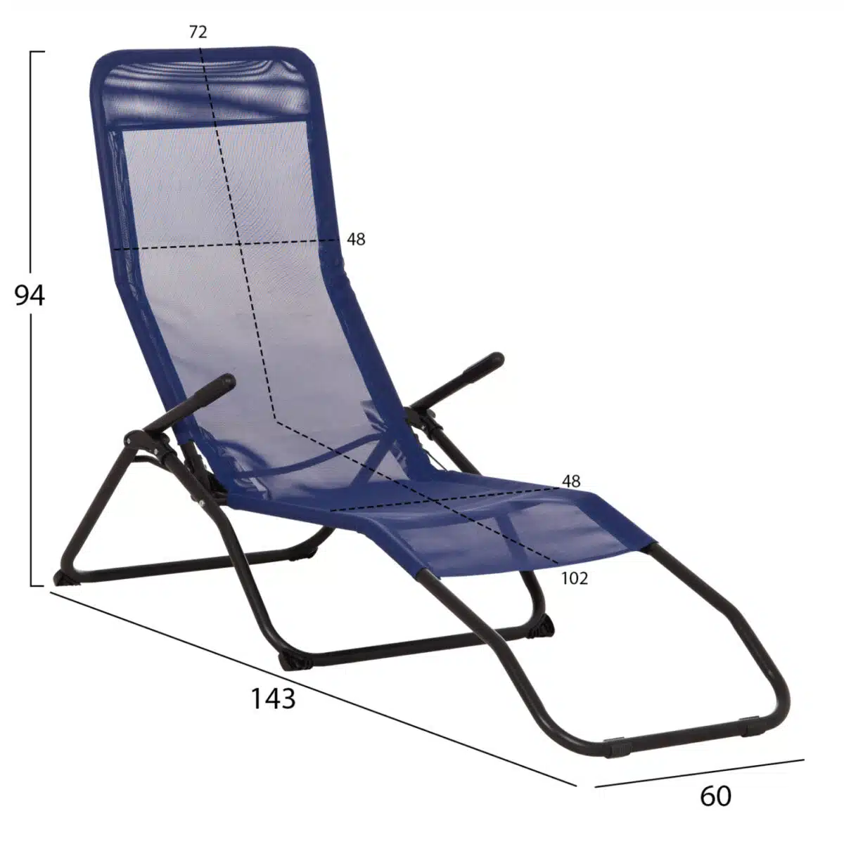 ΞΑΠΛΩΣΤΡΑ ΚΟΥΝΙΣΤΗ SWINGSAND HM6553.05 ΜΠΛΕ TEXTILENE--ΜΑΥΡΟ ΜΕΤΑΛΛΟ 142x60x95Υεκ - Image 2