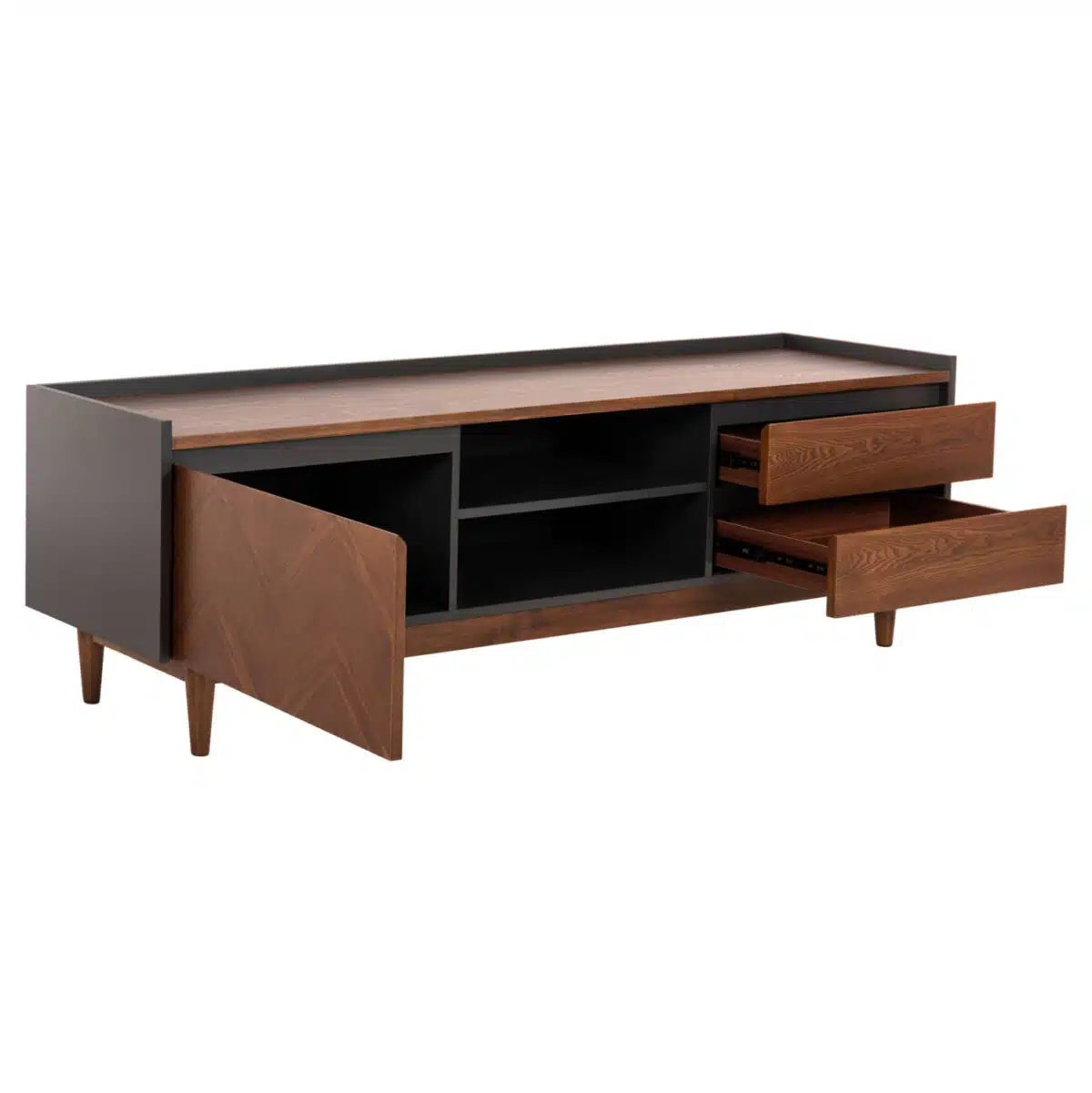 ΕΠΙΠΛΟ ΤΗΛΕΟΡΑΣΗΣ VEEN HM9741 MDF ΜΕ ΚΑΠΛΑΜΑ ΚΑΡΥΔΙΑΣ-ΚΑΡΥΔΙ&ΣΚΟΥΡΟ ΓΚΡΙ 170x40x50Υ - Image 3