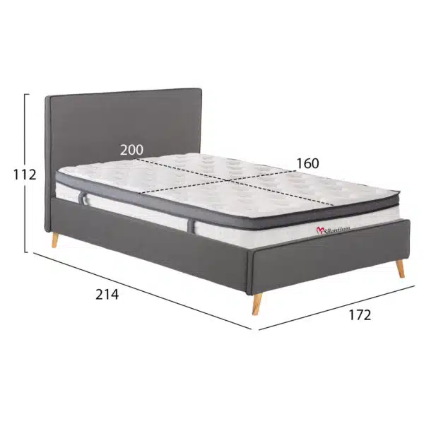 ΚΡΕΒΑΤΙ ΔΙΠΛΟ ΜΕ ΣΤΡΩΜΑ INDRA HM10810.01 ΓΚΡΙ ΥΦΑΣΜΑ--ΓΙΑ ΣΤΡΩΜΑ 160x200εκ - Image 3