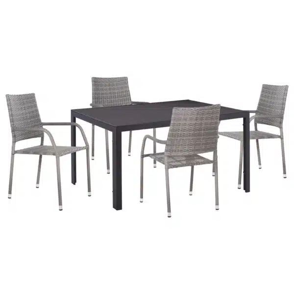 ΣΕΤ ΤΡΑΠΕΖΑΡΙΑΣ ΕΞ.ΧΩΡΟΥ 5ΤΜΧ MORNER HM21008 ΜΕΤΑΛΛΟ & WICKER ΣΕ ΓΚΡΙ