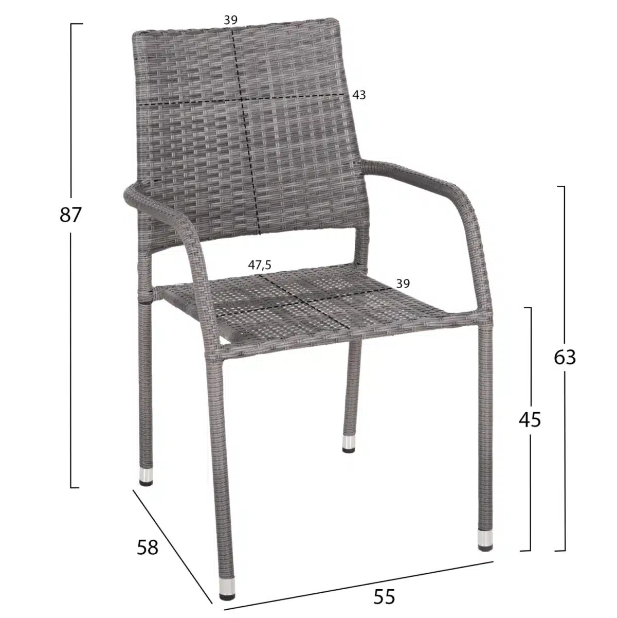 ΣΕΤ ΤΡΑΠΕΖΑΡΙΑΣ ΕΞ.ΧΩΡΟΥ 5ΤΜΧ MORNER HM21008 ΜΕΤΑΛΛΟ & WICKER ΣΕ ΓΚΡΙ - Image 3