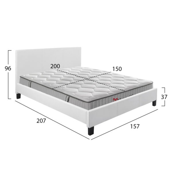 ΚΡΕΒΑΤΙ ΜΕ ΣΤΡΩΜΑ BECCA HM10760.01 ΛΕΥΚΟ PU--ΓΙΑ 150x200εκ - Image 3