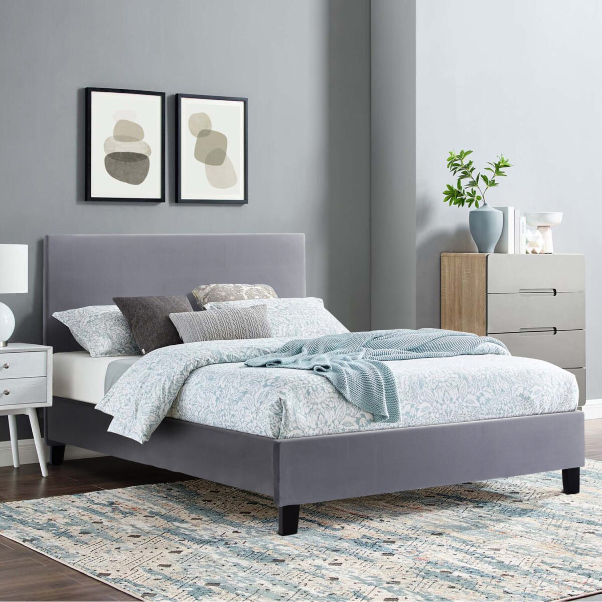 ΚΡΕΒΑΤΙ ΜΕ ΣΤΡΩΜΑ BECCA HM10760.02 ΓΚΡΙ ΥΦΑΣΜΑ--ΓΙΑ 150x200εκ - Image 2