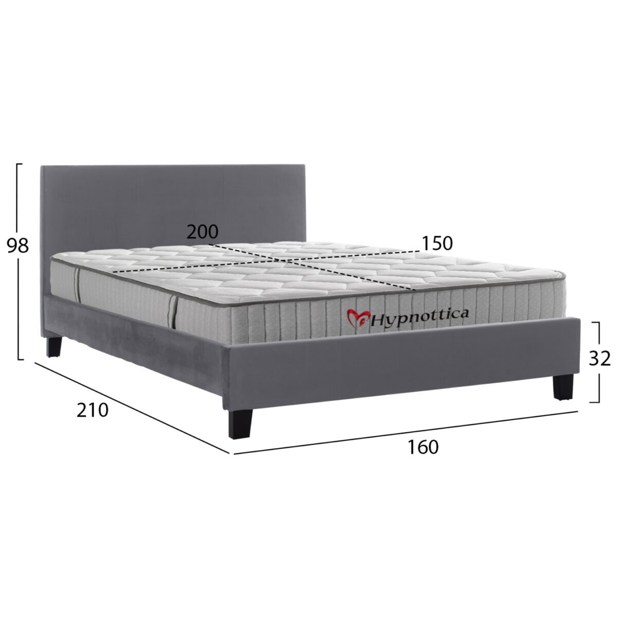ΚΡΕΒΑΤΙ ΜΕ ΣΤΡΩΜΑ BECCA HM10760.02 ΓΚΡΙ ΥΦΑΣΜΑ--ΓΙΑ 150x200εκ - Image 3