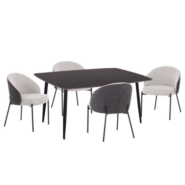 ΣΕΤ ΤΡΑΠΕΖΑΡΙΑΣ 5ΤΜΧ DETTON HM10940.01 ΚΕΡΑΜΙΚΟ TOP--ΥΦΑΣΜΑ ΓΚΡΙ & ΜΕΤΑΛ.ΠΟΔΙΑ ΜΑΥΡΑ