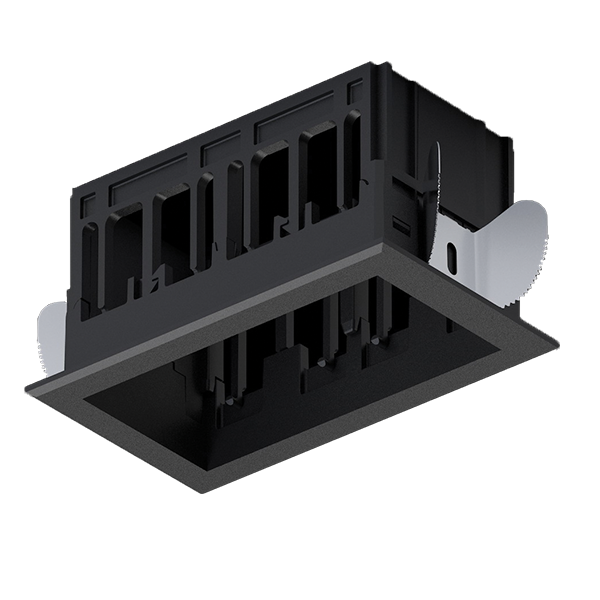 MODENA 2 MODULE RECESSED BOX WITH FRAME BLACK
