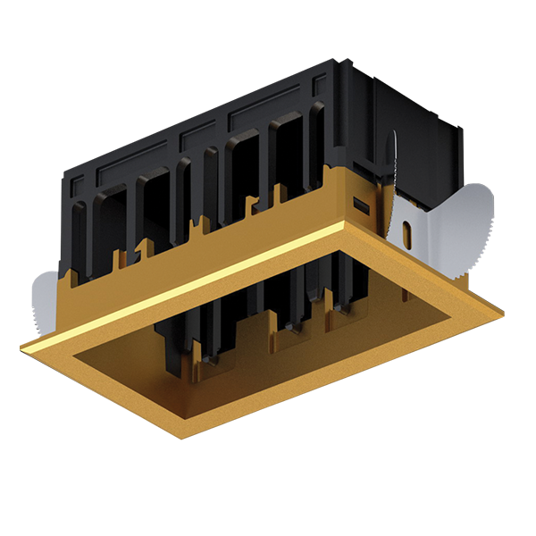 MODENA 2 MODULE RECESSED BOX WITH FRAME BRASS