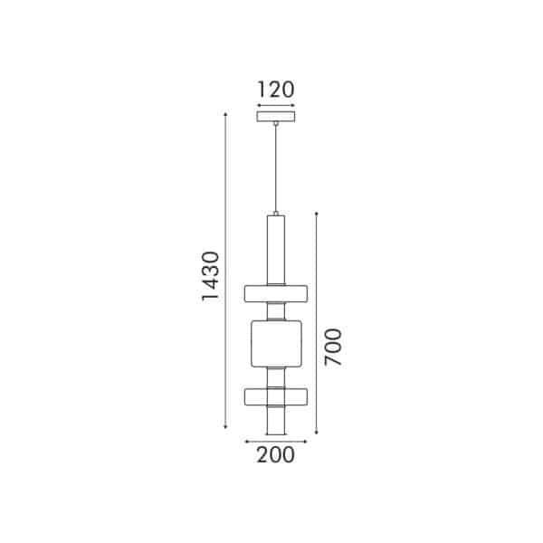 ΚΡΕΜΑΣΤΟ ΦΩΤΙΣΤΙΚΟ ACA HM250263BC ΜΑΥΡΟ ΔΙΑΦΑΝΕΣ COB 5W 3000K IP20 D20XH120CM - Image 3