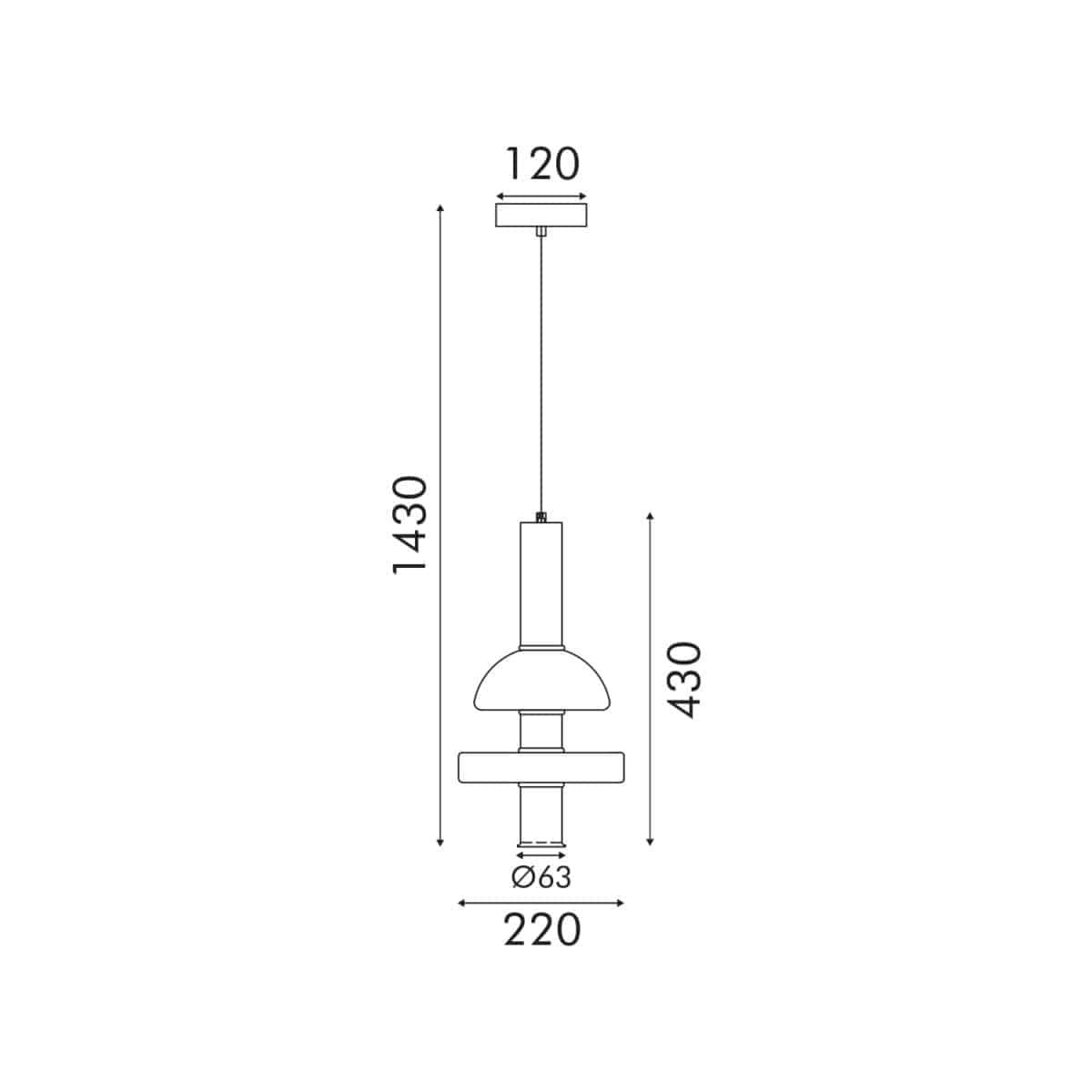 ΚΡΕΜΑΣΤΟ ΦΩΤΙΣΤΙΚΟ ACA HM25026BC ΧΡΥΣΟ ΔΙΑΦΑΝΕΣ COB 5W 3000K IP20 D20XH120CM - Image 2