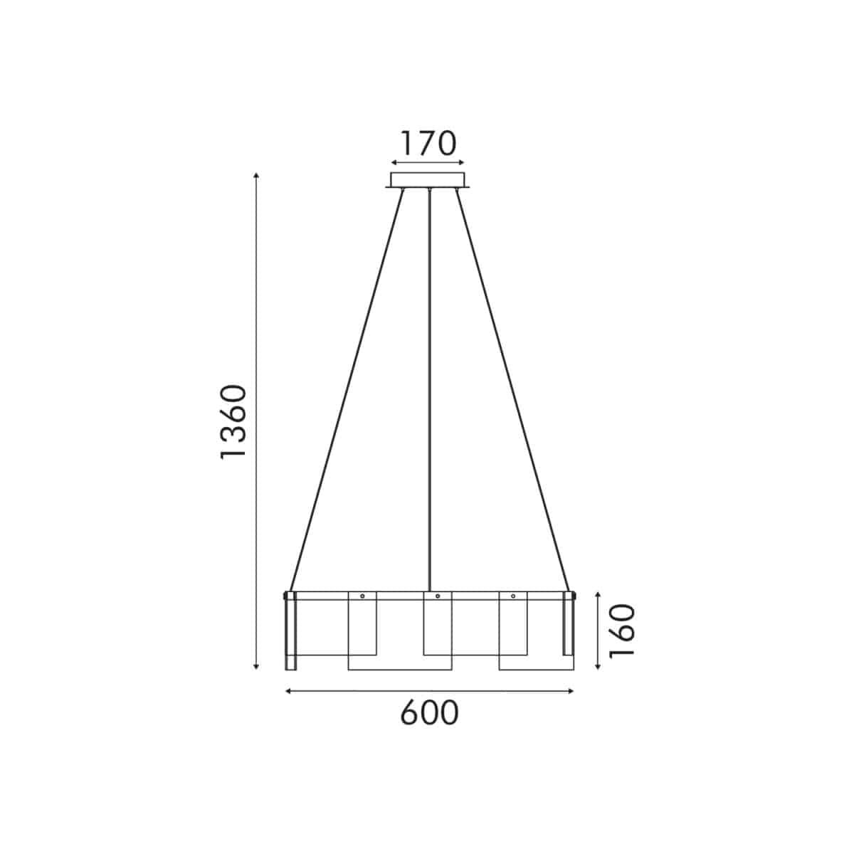 ΚΡΕΜΑΣΤΟ ΦΩΤΙΣΤΙΚΟ ACA HM26048AM ΧΡΥΣΟ ΣΑΜΠΑΝΙ LED 27W 3000K IP20 D60XH120CM - Image 3