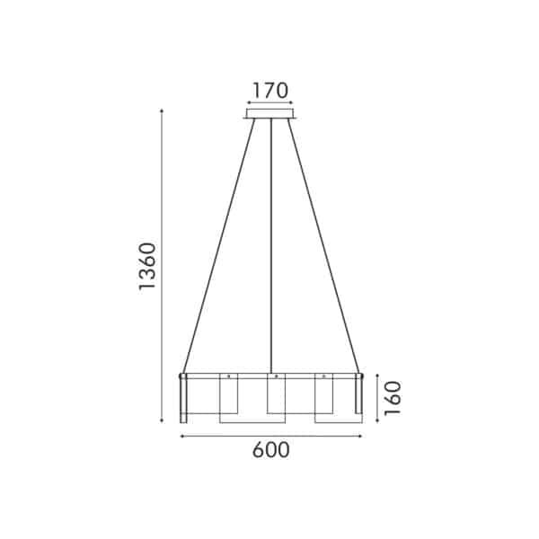 ΚΡΕΜΑΣΤΟ ΦΩΤΙΣΤΙΚΟ ACA HM26048AM ΧΡΥΣΟ ΣΑΜΠΑΝΙ LED 27W 3000K IP20 D60XH120CM - Image 3