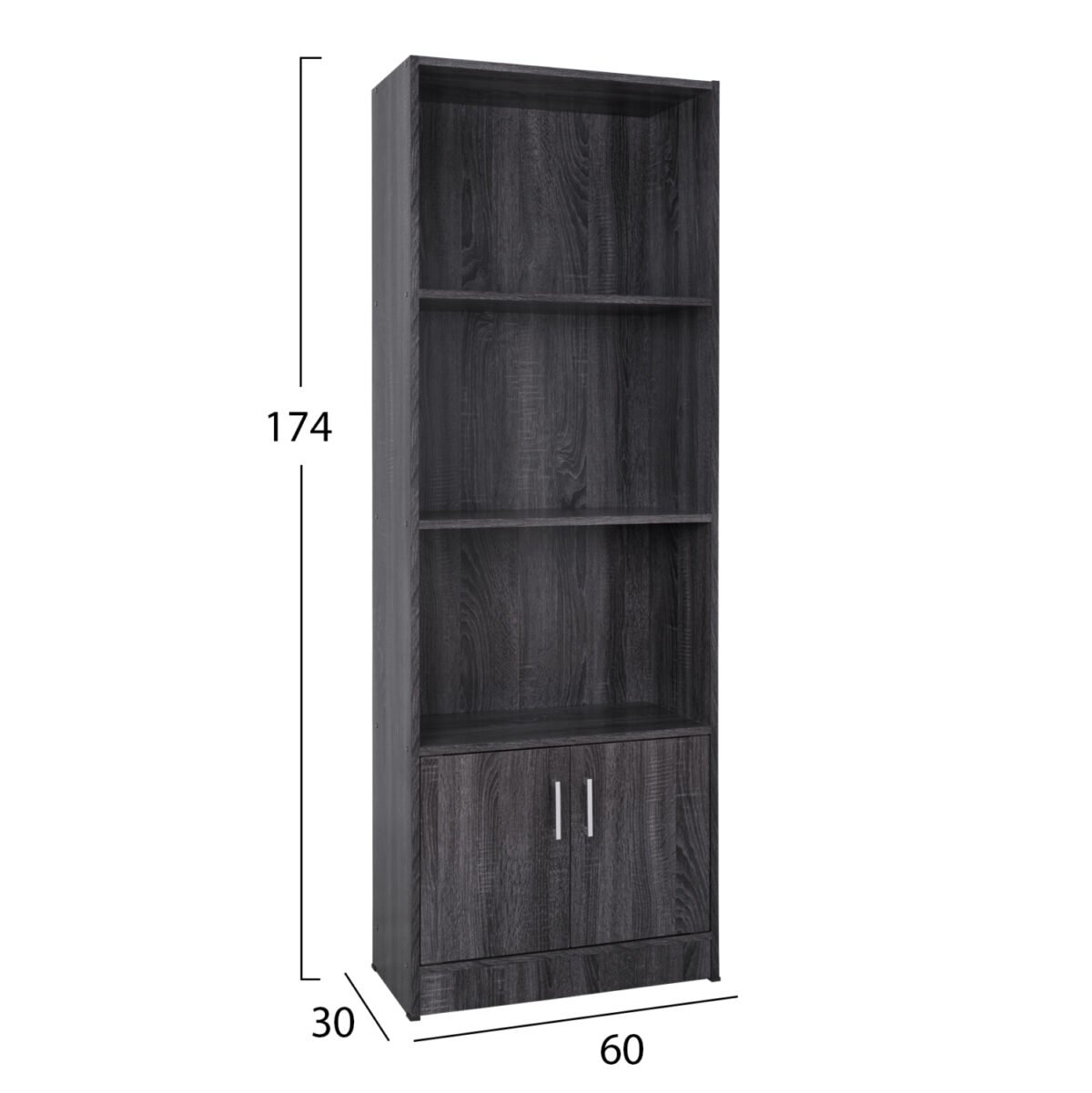 ΒΙΒΛΙΟΘΗΚΗ ΜΕΛΑΜΙΝΗΣ HAYDEN HM2269.01 ΣΕ ΑΝΘΡΑΚΙ ΧΡΩΜΑ 60x30x174 εκ. - Image 2
