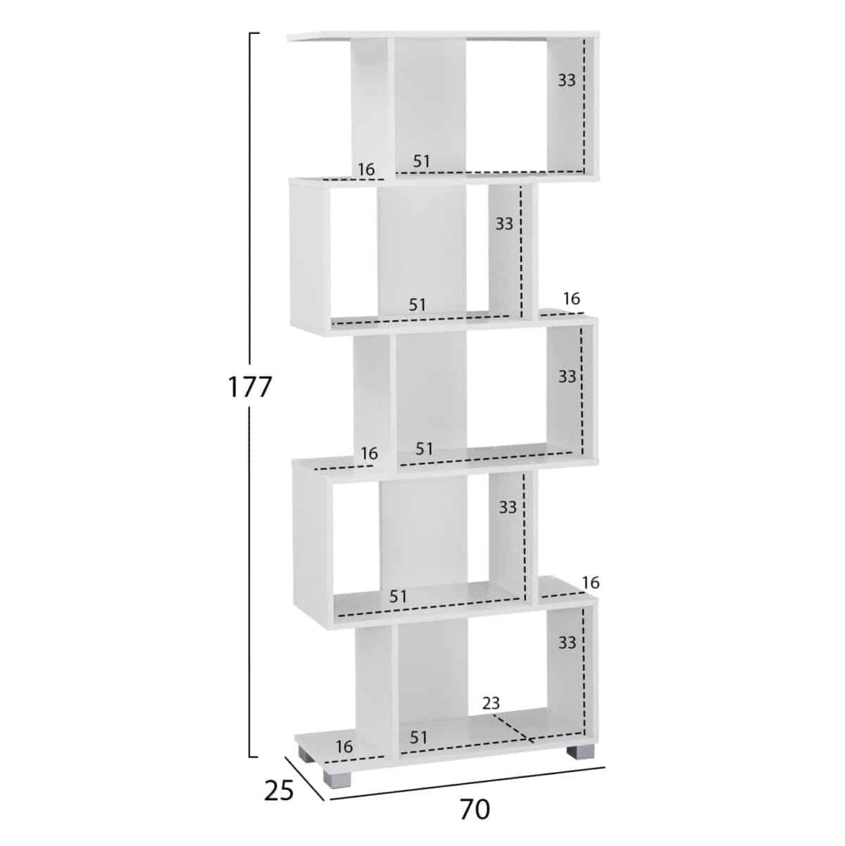 ΒΙΒΛΙΟΘΗΚΗ ΜΕΛΑΜΙΝΗΣ HM2385.04 ΛΕΥΚΗ 70x25x177 εκ. - Image 2
