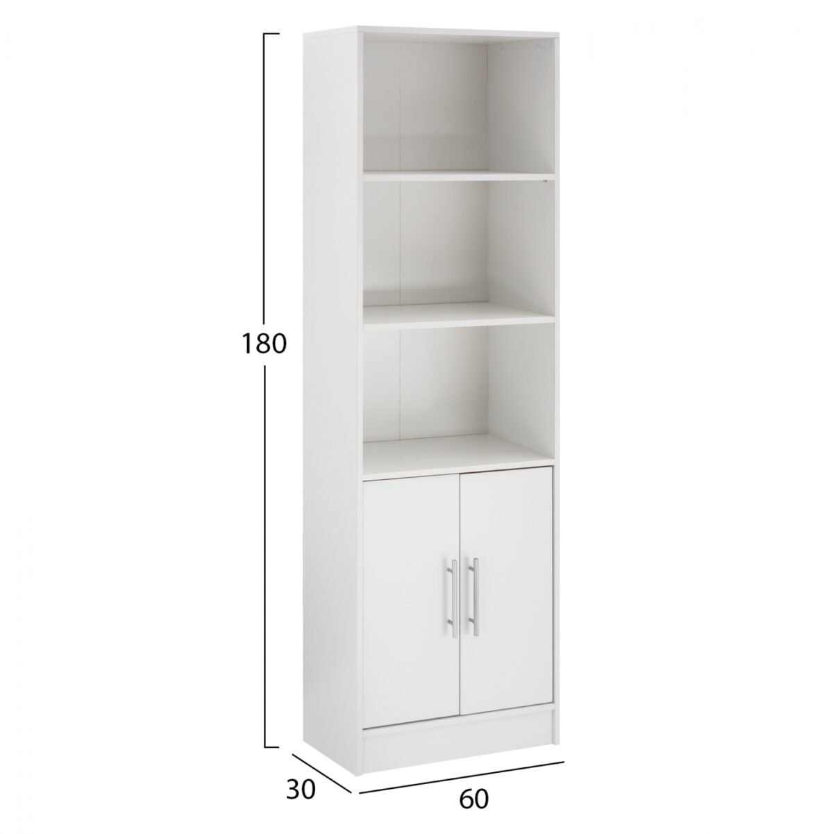 ΒΙΒΛΙΟΘΗΚΗ ΜΕΛΑΜΙΝΗΣ ENSLEY HM2027.05 ΣΕ ΛΕΥΚΗ ΑΠΟΧΡΩΣΗ 60x30x180 εκ. - Image 2