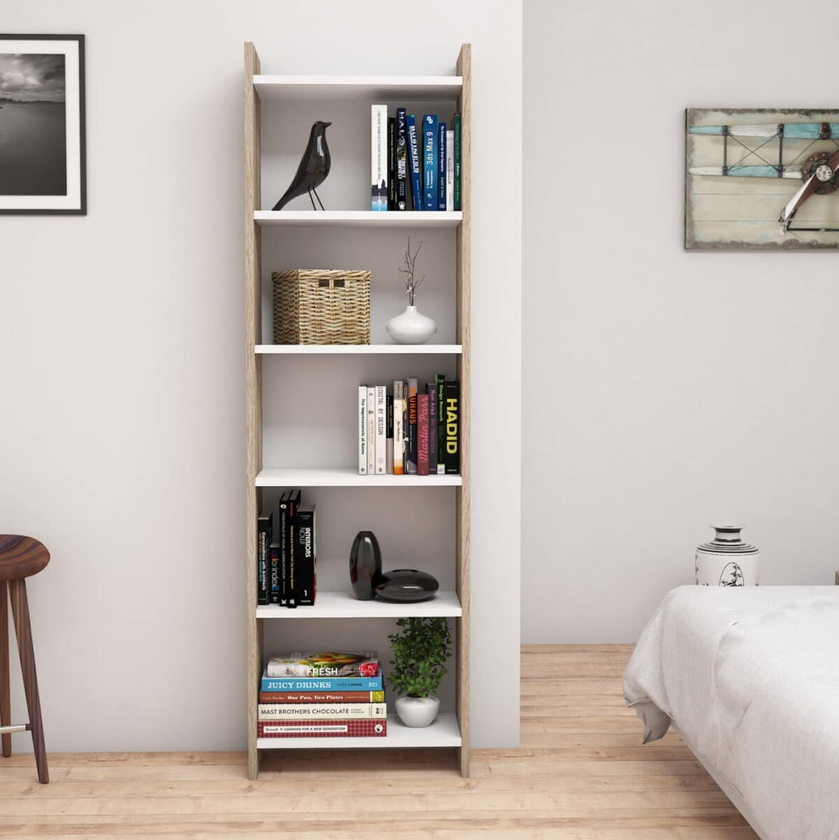 ΒΙΒΛΙΟΘΗΚΗ CLASSIKER HM9226.12 ΜΕΛΑΜΙΝΗΣ SONΟMA-ΛΕΥΚΟ 48,5x22x160Υεκ. - Image 3