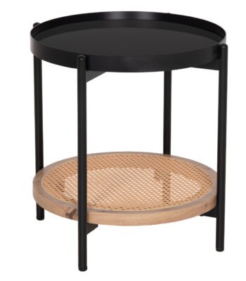 ΒΟΗΘΗΤΙΚΟ ΤΡΑΠΕΖΙ SEITZ HM18031 ΓΥΑΛΙ TOP-ΜΕΤΑΛΛΟ-RATTAN ΣΕ ΦΥΣΙΚΟ Φ50x56Υεκ.