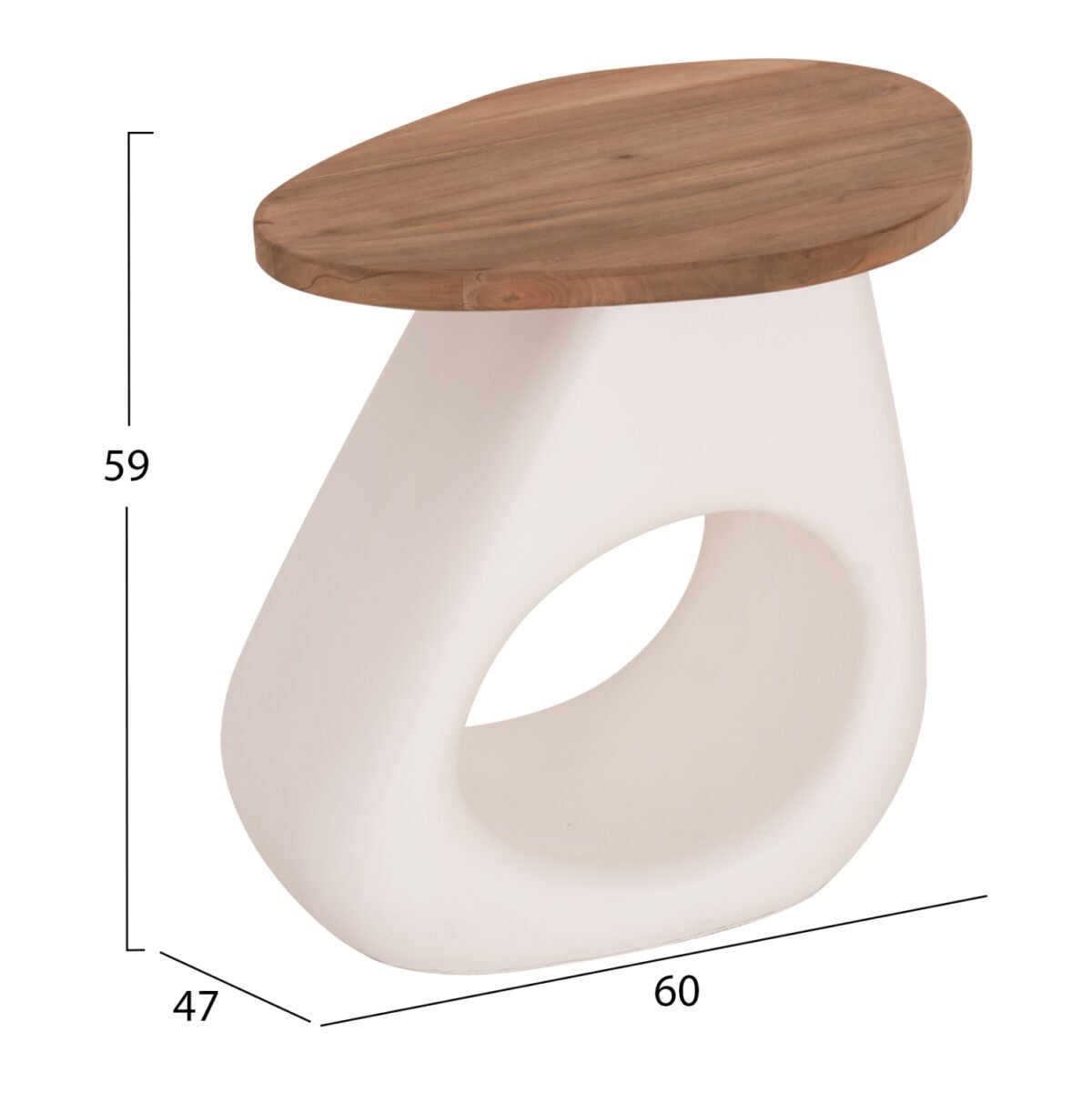 ΒΟΗΘΗΤΙΚΟ ΤΡΑΠΕΖΙ AIDA HM4692.02 FIBER CEMENT ΛΕΥΚΟ--ΞΥΛΟ TEAK TOP 47x60x59Υεκ - Image 2