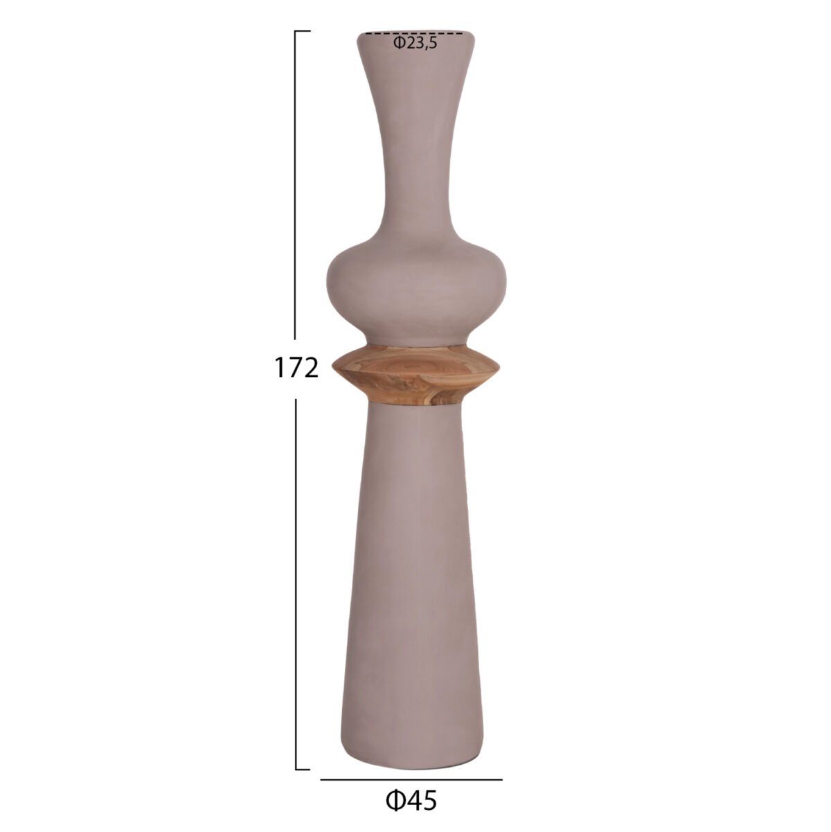 ΔΙΑΚΟΣΜΗΤΙΚΟ ΒΑΖΟ ΔΑΠΕΔΟΥ NEBULA HM4660.05L FIBER CEMENT TAUPE--ΞΥΛΟ ΤΕΑΚ Φ45x172Υεκ - Image 2