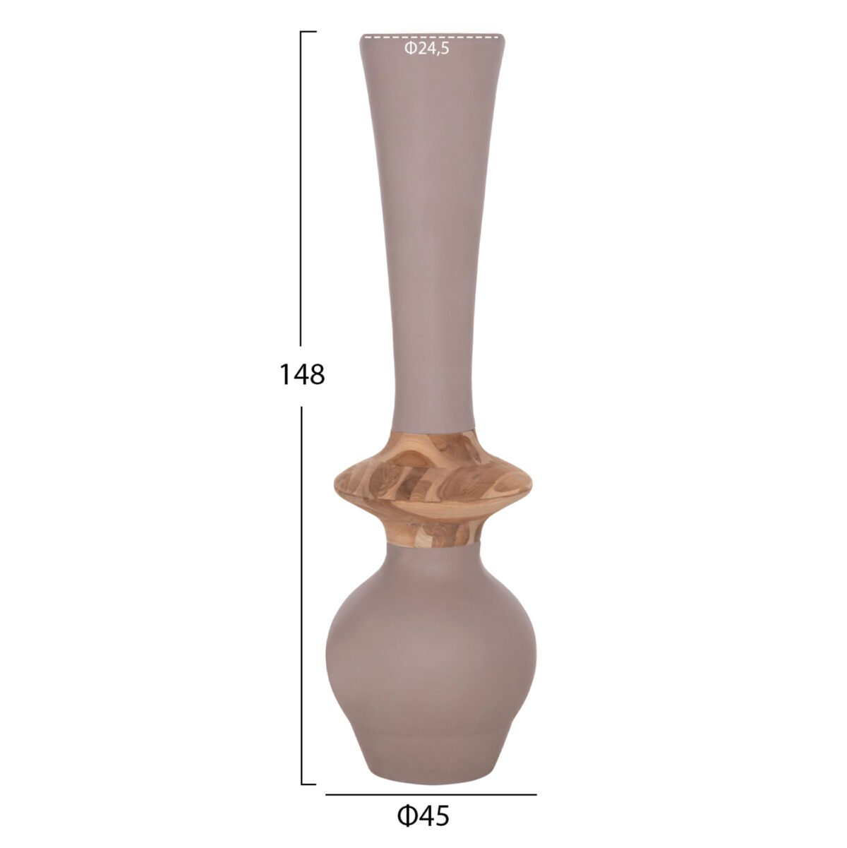 ΔΙΑΚΟΣΜΗΤΙΚΟ ΒΑΖΟ ΔΑΠΕΔΟΥ NEBULA HM4660.05M FIBER CEMENT TAUPE--ΞΥΛΟ ΤΕΑΚ Φ45x148Υεκ - Image 2